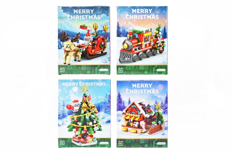 Конструктор 8783-4/6/5/1 "Merry Christmas", 322-372 деталі, 4 види, у коробці