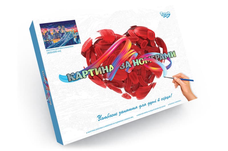 Набір для розпису по номерах 40x50 см KpN-01-01U.02U...10U "PAINTING BY NUMBERS" в коробці DANKO, фото 2