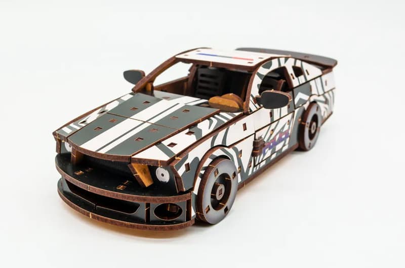 Конструктор Puz-00639 "Muscle Car" дерев'яний, 162 дет., білий колір, поліція розмір моделі 24х9х7 см PuzzleOk, фото 5