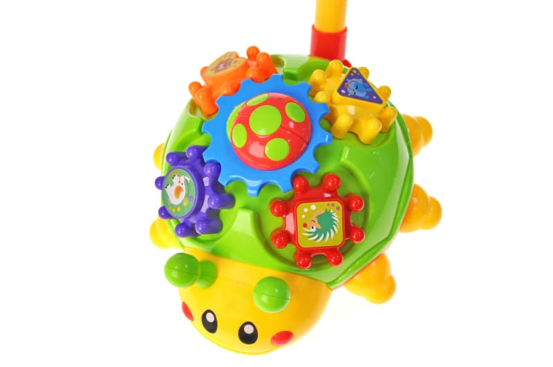Каталка A0392 "Жук" з ручкою, 2 кольори, в кульку р.20x12x23 см YG Toys, фото 2