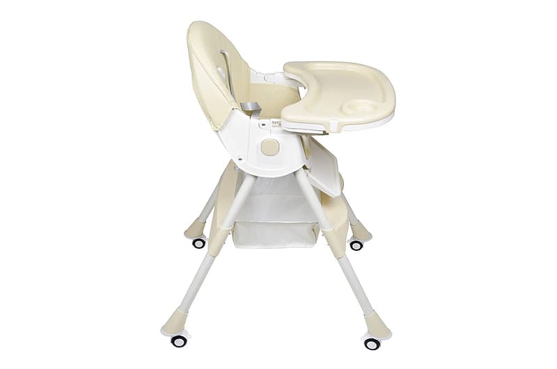 Стільчик для годування Kidoro One (ST-6540) Beige, з екошкіри на колесах, у коробці, фото 6