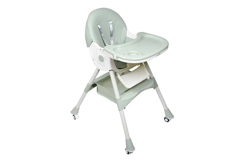 Стільчик для годування Kidoro One (ST-6540) Green, з екошкіри на колесах, у коробці