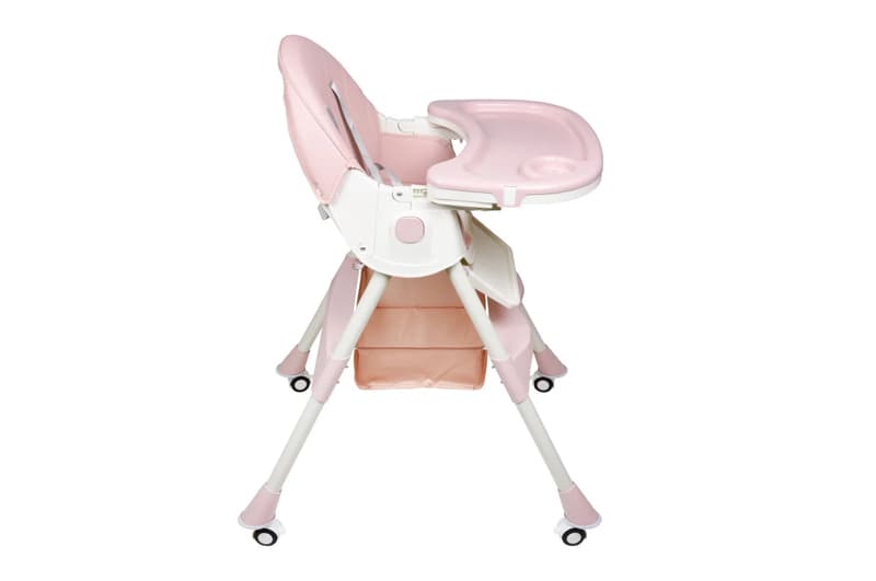 Стільчик для годування Kidoro One (ST-6540) Pink, з екошкіри на колесах, у коробці, фото 2