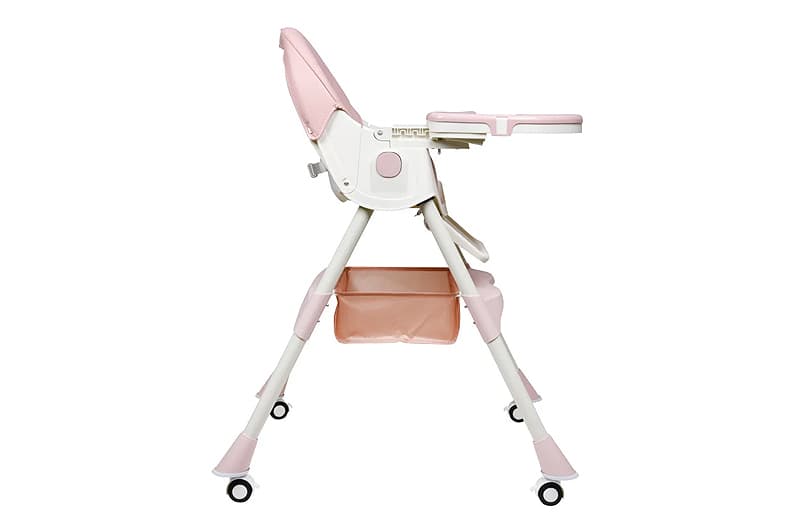 Стільчик для годування Kidoro One (ST-6540) Pink, з екошкіри на колесах, у коробці, фото 3