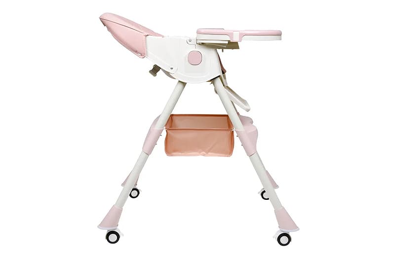 Стільчик для годування Kidoro One (ST-6540) Pink, з екошкіри на колесах, у коробці, фото 5
