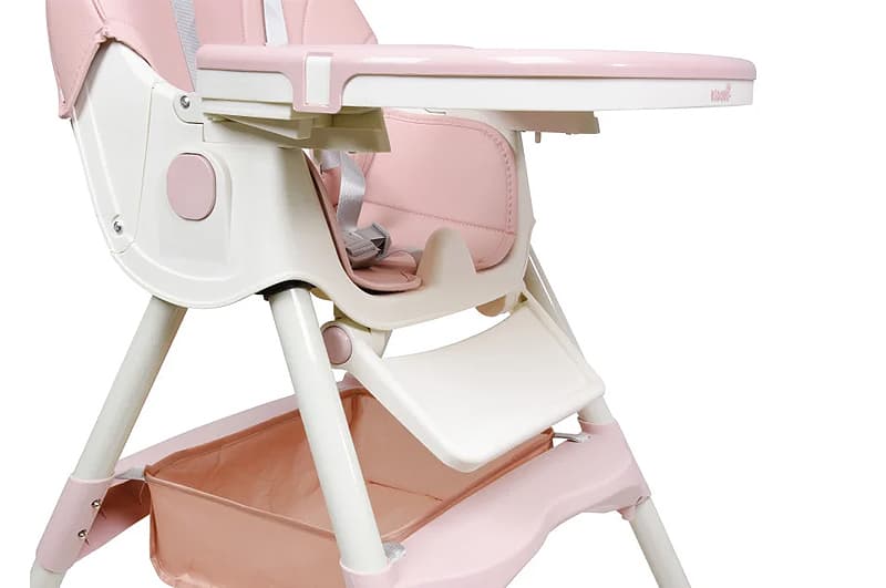 Стільчик для годування Kidoro One (ST-6540) Pink, з екошкіри на колесах, у коробці, фото 4