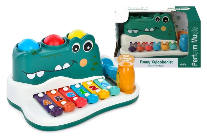 Ксилофон RJ6807 "Крокодил" в коробці р.26x10,5x14 см YG Toys