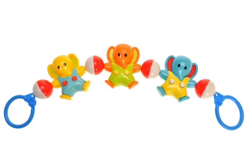 Брязкальце на коляску 6356B "Слоники" в кульку р.40x10x2 см YG Toys