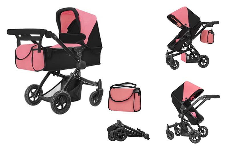 Візок для ляльки 9651B "Maestro" PEACH PINK 2в1 з сумкою, в коробці р.45x14.5x38 см CARRELLO