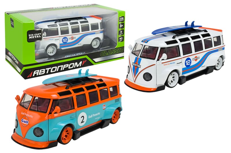 Машина металева AP74242 1:32 Volkswagen t1 bus,2 кольори батар,світло,звук,відкр.двері,короб. АВТОПРОМ