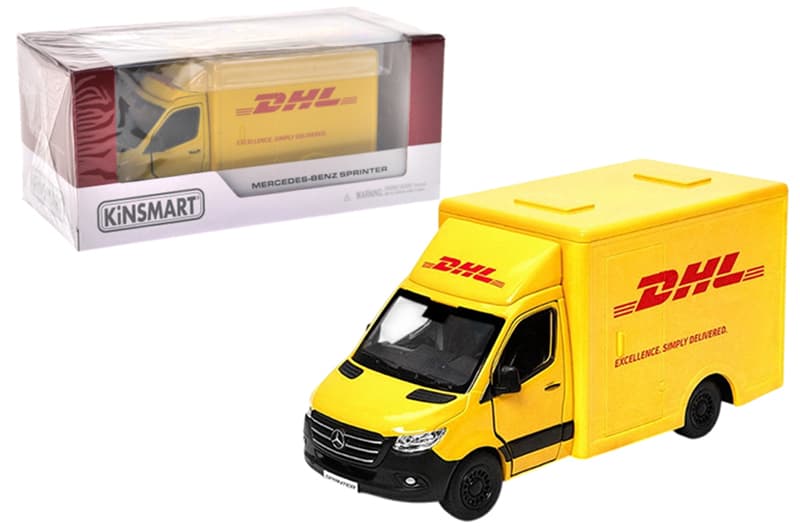 Модель легкова KT5475W MERCEDES-BENZ Sprinter (DHL Edition)5''металева, інерц., відкр.двері, в коробці