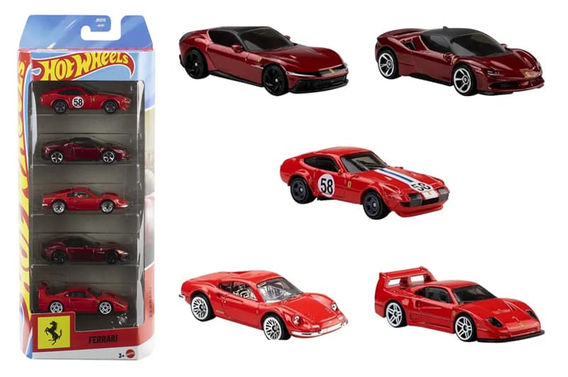 Набір з 5-и базових машинок JLN12 "Ferrari" Hot Wheels