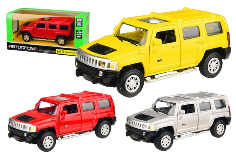 Машина металева 4311 1:43 HUMMER, 3 кольори, відкриваються двері, в коробці 14,5x6,5x7 см АВТОПРОМ