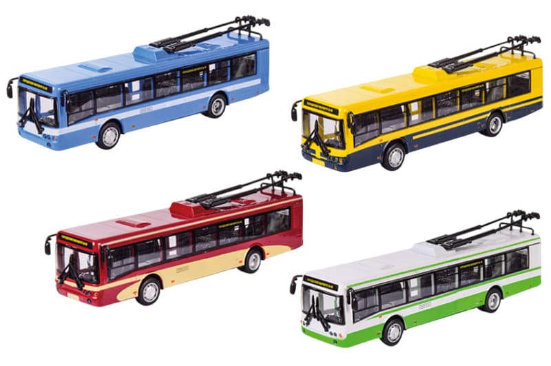 Тролейбус 6407ABCD металевий, 1:72,4 кольори, коробка 20x6x8 см "Автопром", фото 2