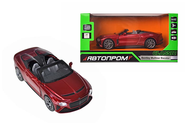 Машина металева 10016 Red, 5 inch 2020 Bentley Bacalar, відкриваються двері, у коробці 16,5x7x8 см АВТОПРОМ