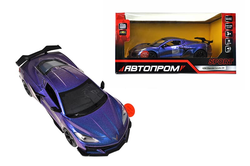 Машина металева 661289H 1:24 Chevrolet Corvette C8 Z06 (2024), батар,світло,звук,відкр.двері,кор. 24.5x12см АВТОПРОМ