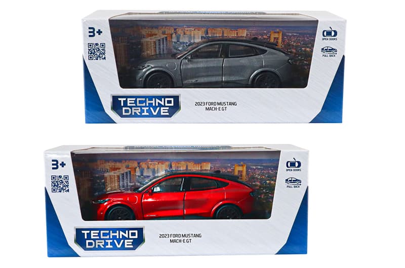 Машина 250387W "Ford Mustang Mach-E GT 2023" червона, сріблясто-сіра TechnoDrive