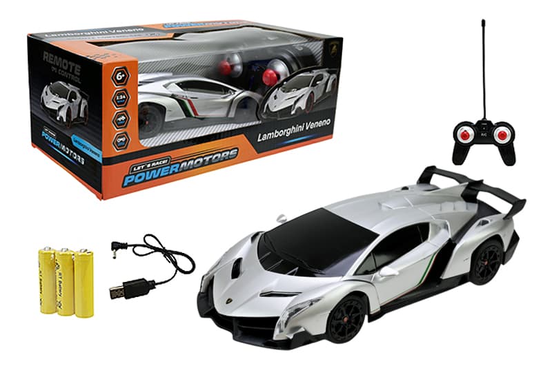 Машина на радіокеруванні PM2410, 1:24 LAMBORGHINI VENENO сiрий колiр,акум.,світло у кор.26.5x14x10.5см "POWERMOTORS"