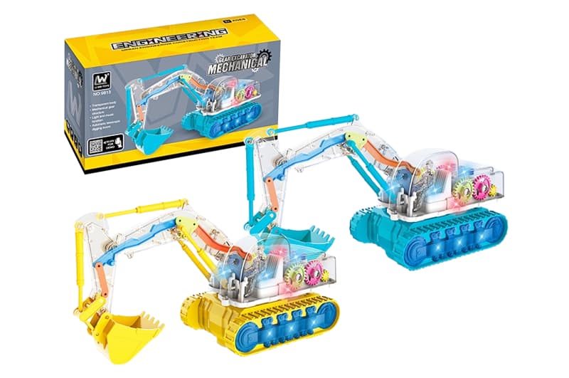Екскаватор 9813 на батарейках, світло, звук, в коробці р. 25,8x14x10 см YG Toys