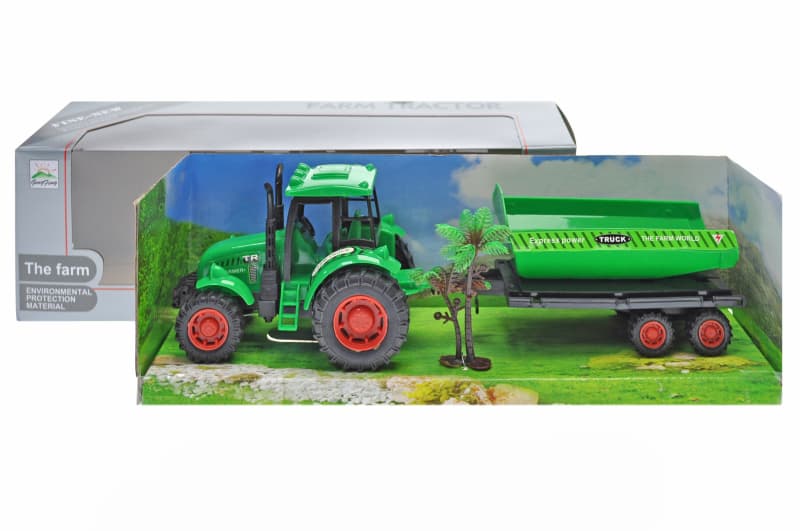 Трактор інерційний 323-82 з причіпом, в коробці р.37x10x12 см YG Toys