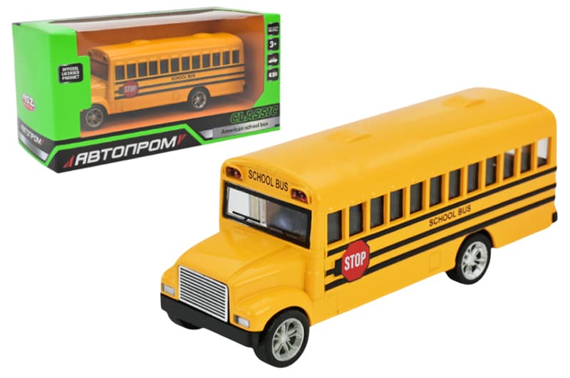 Машина металева "АВТОПРОМ" 10003 5" American school bus, відкриваються двері, в кор.