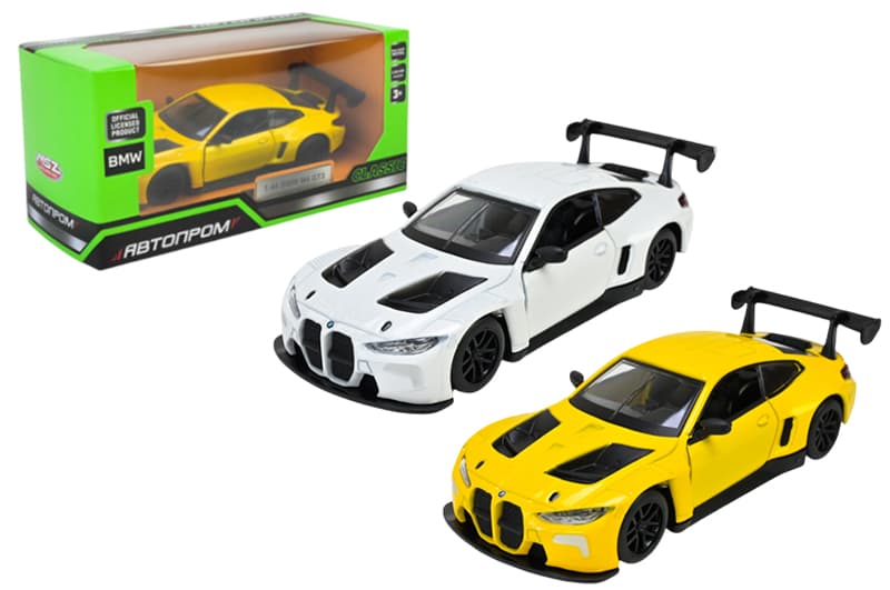 Машина 4377 1:43 BMW M4 GT3, металева, 3 кольори, відкриваються двері, в коробці р. 14,5x6,5x7см "Автопром"