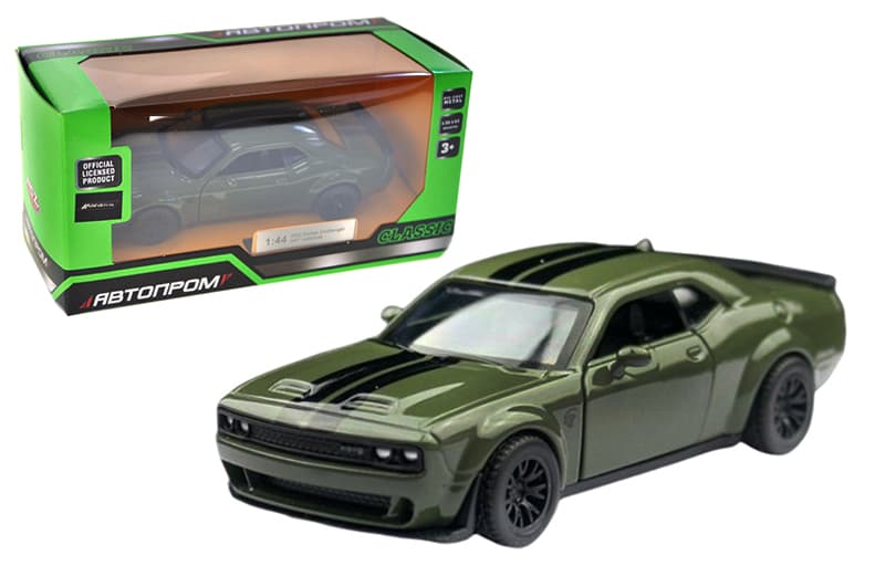 Машина металева 4385 1:44 Dodge Challenger SRT Jalibreak, на батарейки, світло, звук, відкриваються двері, коробка 14,5x6,5x7 см АВТОПРОМ