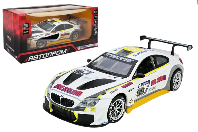 Машина металева "АВТОПРОМ" 68278A(W) 1:24 BMW M6 GT3, батарейка, світло, звук, відкриваються двері, кор.