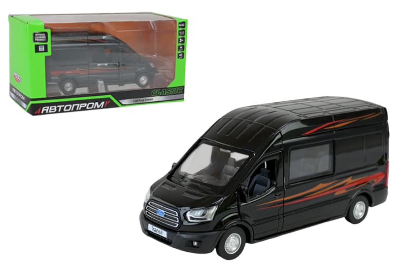 Машина АВТОПРОМ 68453 Ford Transit 1:35, на батарейках, світло, звук, відкриваються двері,коробка