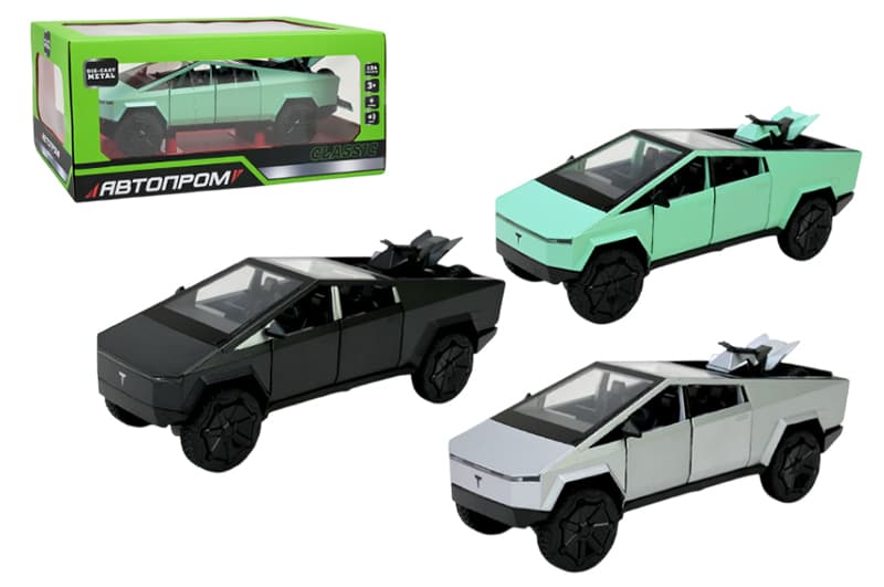 Машина AP7726 Tesla pickups, 1:24 металева, батарейка, світло, звук, відкриваються двері, короб. 28x16x12,8 см АВТОПРОМ