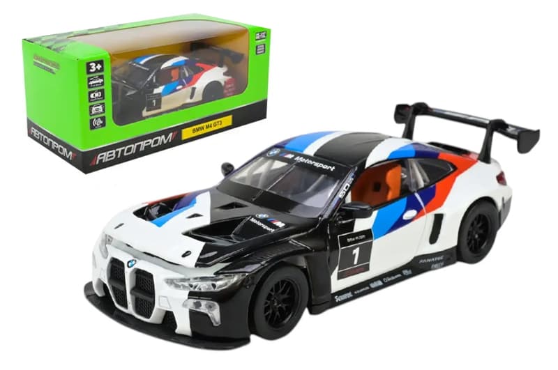 Машина металева АВТОПРОМ 68715AW  1:32 "BMW M4 GT3", батар, світло, звук, відкр.двері, у короб.18 *9* 8 см