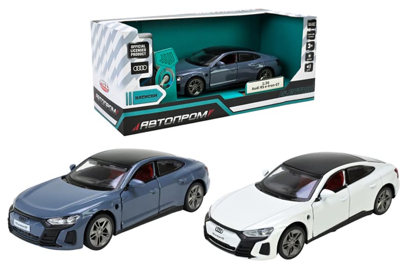 Машина металева 68717 1:36 "Audi RS e-tron GT" (електро), на батарейки, світло, звук, відкриваються двері, капот, багажник, в коробці АВТОПРОМ