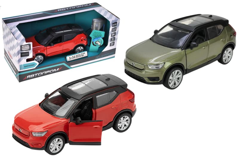 Машина металева 68703 1:32 Volvo XC40 Recharge, на батарейки, світло, звук, відкриваються двері, капот, багажник у коробці 20x9x9 см АВТОПРОМ