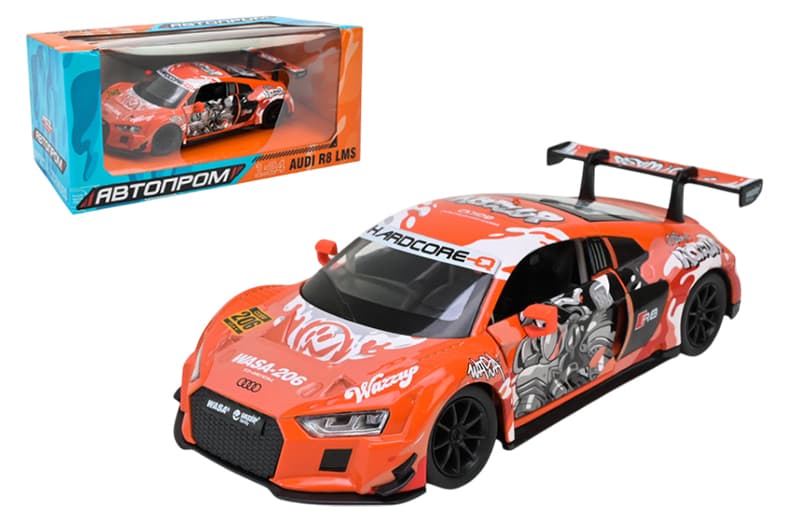 Машина металева "АВТОПРОМ" 68291A(O) 1:24 Audi R8 LMS, батарейка, світло ,звук, відкриваються двері, кор.