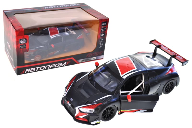 Машина металева 68262A(B)1:24 Audi R8 LMS, батарейка, світло, звук, відкриваються двері, кор. 24,5x12см  АВТОПРОМ