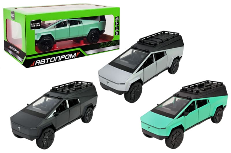 Машина АВТОПРОМ AP7727 Tesla pickups camring,1:24 на батарейках, світло, звук, відкриваються двері, коробка
