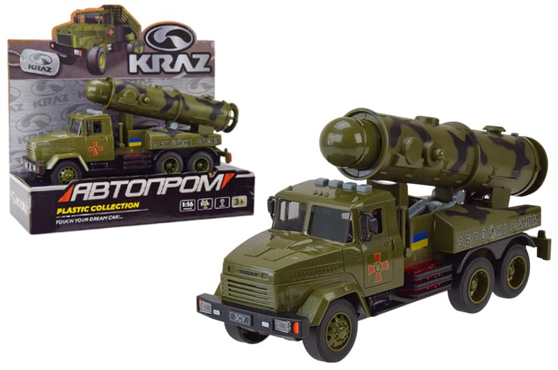 Військова техніка "Автопром" КРАЗ KR-2202-02, на батарейках, світло , звук, в коробці