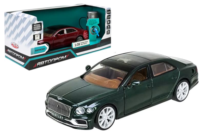 Машина (електро) металева АВТОПРОМ 68718R/ 68718G 1:38 "Bentley Flying Spur Hybrid" батар., світло, звук, відкр.двері, капот, багаж., коробка