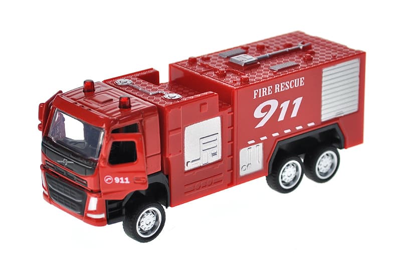 Машина металева "Автопром" 67392 1:72 Volvo Fire Engine, рухомі елементи, в коробці р. 13.5*7*5 см., фото 3