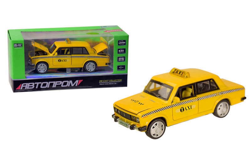 Машина металева 7643 ,1:32-36 Lada 2106, на батарейки,світло,звук,відкриваються двері,в коробці 19x8,5x8 см АВТОПРОМ