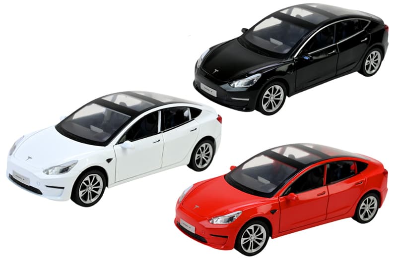Машина металева AP7728 1:24 Tesla model 3, на  батарейки, світло, звук, відкриваються двері, в коробці 28x16x12,8см АВТОПРОМ, фото 2