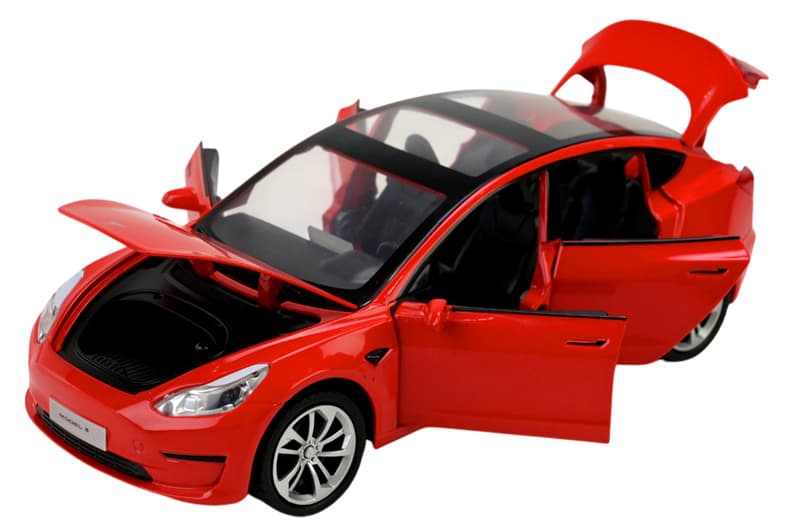 Машина металева AP7728 1:24 Tesla model 3, на  батарейки, світло, звук, відкриваються двері, в коробці 28x16x12,8см АВТОПРОМ, фото 5
