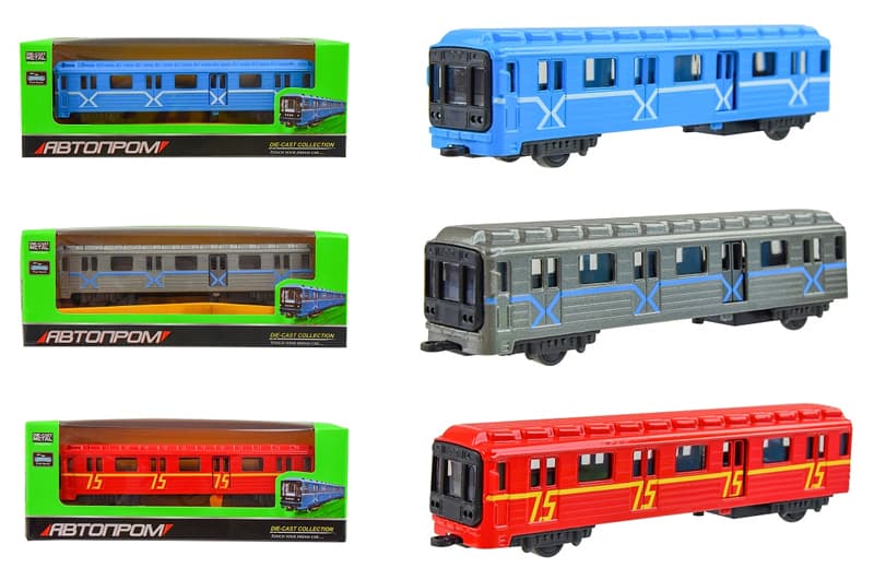 Вагон-метро 7875 металевий 1:43-50 в коробці 19,5x5,3x6,7 см Автопром