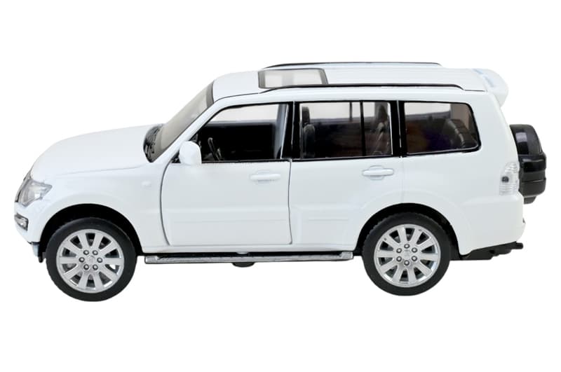 Машина металева 68463W 1:33 "Mitsubishi Pajero 4WD Turbo", на батарейках, світло, звук, відкриваються двері, коробка 18x9x8 см АВТОПРОМ, фото 3