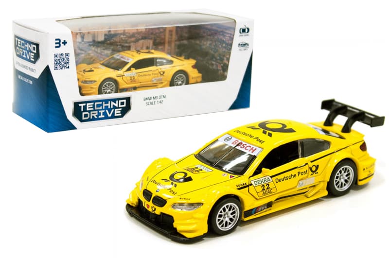 Іграшкова машинка BMW M3 DTM жовта TECHNO DRIVE, 250257