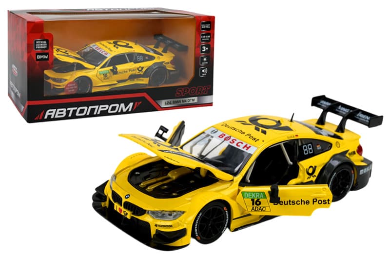 Машина металева "АВТОПРОМ" 68256B(Y) 1:24 BMW M4 DTM, батарейка, світло, звук, відкр.двері, кор.