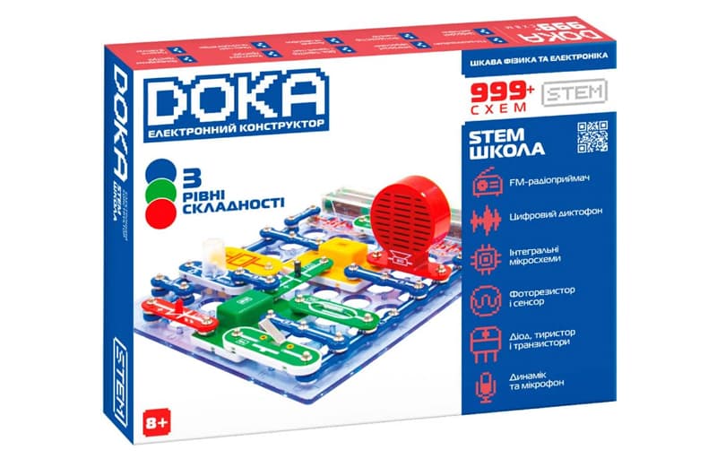 Конструктор електронний D70708 ШКОЛА "999+ СХЕМ" DOKA