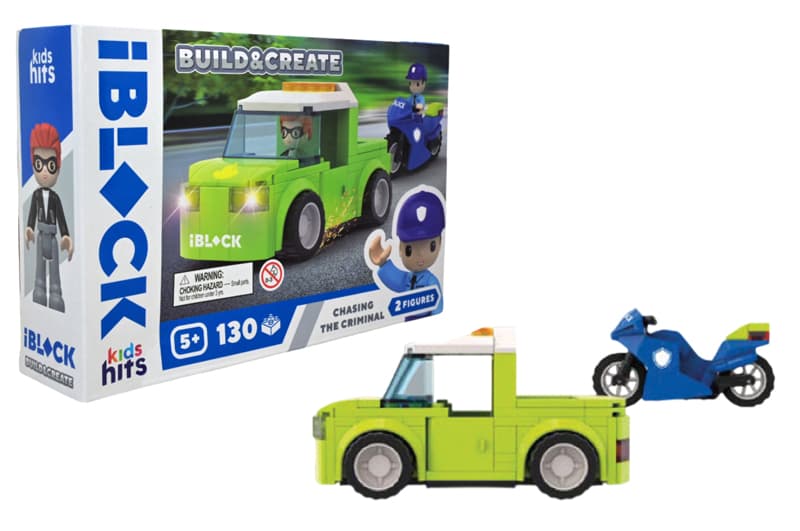 Конструктор KH41/003/4 IBLOCK JUNIOR 130 дет., Police Motorbike in Pursuit короб. 24x16x6 см Kids hits