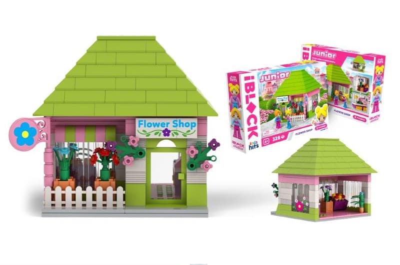 Конструктор Kids hits, IBLOCK JUNIOR , KH08/013/11, Квітковий магазин, 328 дет.,2 фігурки  у коробці р. 37,5*25,5*6 см.