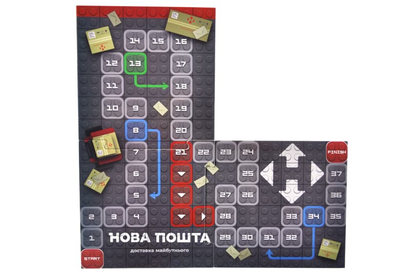 Блочний конструктор Qbee Block&Steps «Нова пошта. Центральне відділення» QB300-007, 91 деталь, ходилка та гра 3 в 1, фото 2
